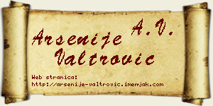 Arsenije Valtrović vizit kartica